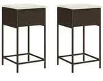 Vidaxl Garden Bar Stools With Cushions 2 Pcs Brown Poly Rattan