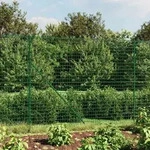 Maschendrahtzaun Gr&uuml;n 1,4x25 M Verzinkter Stahl Vidaxl