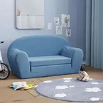 Kinder-schlafsofa 2-sitzer Blau Weicher Pl&uuml;sch Vidaxl