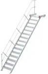 Euroline 511 Podesttreppe 45&deg; 600mm Stufenbreite 15 Stufen Alu Gerieft
