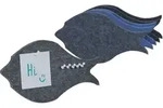 Relaxdays Filzpinnwand, 6 Selbstklebende Filzw&auml;nde Im Fisch-design, Filz, Hbt: 16 X