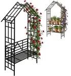 Relaxdays Rosenbogen, Mit Sitzbank Od. Blumenbank, Vorgarten & Garten, Rankbogen Hbt: