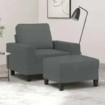 Sessel Mit Hocker Dunkelgrau 60 Cm Stoff Vidaxl
