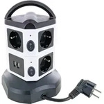 Schwaiger Steckdosentower 7-fach + 2x Usb Wei&szlig;, Schwarz, 360&deg; Drehbar
