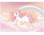 Fototapete M&auml;dchen Einhorn Regenbogen &ndash; Gro&szlig;format Wandtapete 300x210 Cm...
