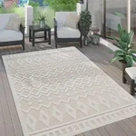Outdoor Teppich Wetterfest Boho & Skandi 3d-optik F&uuml;r Terrasse, Balkon & Garten