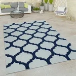 Paco Home - Outdoor Indoor Teppich Wei&szlig; Blau 3d Optik Marokkanisches Design