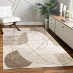 Teppich Wohnzimmer Kurzflor Bl&auml;tter Floral Regenbogen Geometrisch Beige, 120x160 Cm