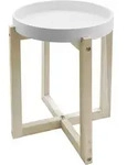Holz Beistelltisch Rund Mit Tischplatte Im Tablett Design 30 Cm - Wei&szlig; - Deko
