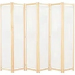 6-teiliger Raumteiler Cremewei&szlig; 240 X 170 X 4 Cm Stoff - Vidaxl