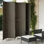 Paravent 6-tlg. Grau Poly Rattan Vidaxl