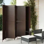 Paravent 6-tlg. Braun Poly Rattan Vidaxl