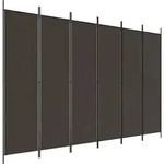 6-tlg. Paravent Braun 300x200 Cm Stoff Vidaxl