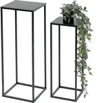 Blumenhocker Metall Schwarz Eckig Blumenst&auml;nder Beistelltisch 96315 2er Set