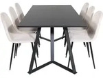 Ebuy24 - Marinablbl Essgruppe Esstisch Schwarz Und 6 Polar Esszimmerst&uuml;hle Velour