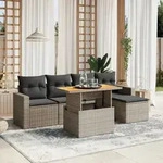 6-tlg. Garten-sofagarnitur Mit Kissen Grau Poly Rattan - Vidaxl