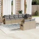 8-tlg. Garten-sofagarnitur Mit Kissen Beige Poly Rattan - Vidaxl