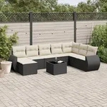 9-tlg. Garten-sofagarnitur Mit Kissen Schwarz Poly Rattan - Vidaxl