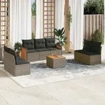 8-tlg. Garten-sofagarnitur Mit Kissen Grau Poly Rattan - Vidaxl