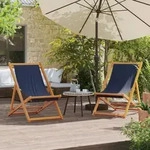 Strandst&uuml;hle 2 Stk. Klappbar Blau Stoff - Vidaxl