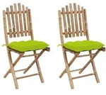 Klappbare Gartenst&uuml;hle 2 Stk. Mit Kissen Bambus Vidaxl