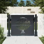 Vidaxl Garden Gate Anthracite 100x100 Cm Steel Tree Design