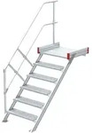 Euroline 511 Podesttreppe 45&deg; 800mm Stufenbreite 6 Stufen Alu Gerieft