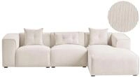 Ecksofa 3-sitzer Dolva Cord Cremewei&szlig; Linksseitig