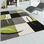 Paco Home - Designer Teppich Mit Konturenschnitt Karo Muster Gr&uuml;n Schwarz 240x330 Cm
