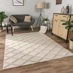Teppich Wohnzimmer Schlafzimmer Kurzflor Boho Skandi Raute 3d Grau Anthrazit 160x220