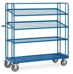 Fetra Etagenwagen Mit 3 Verstellbaren Losen Drahtgitterb&ouml;den, H&ouml;he 1800 Mm 1650x610
