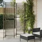 Paravent 5-tlg. Grau Poly Rattan - Vidaxl