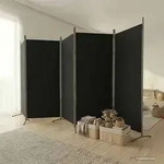 5-tlg. Paravent Schwarz 433x180 Cm Stoff Vidaxl