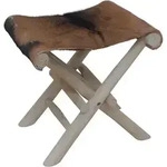 Klapphocker Ziegenleder Und Massivholz Teak Vidaxl