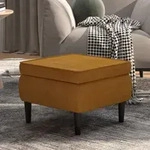Hocker Mit Holzbeinen Braun Samt Vidaxl