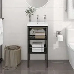 Vidaxl Bathroom Washbasin Frame With Built-in Basin Black Iron (338487+145060)