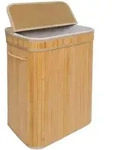 Relaxdays W&auml;schekorb Mit Deckel, Bambus, 72 L, Faltbare W&auml;schebox, Hxbxt: 60 X 40 X