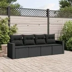 4-tlg. Garten-sofagarnitur Mit Kissen Schwarz Poly Rattan - Vidaxl