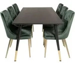 Dipp180x90blbr Essgruppe Esstisch Schwarz Und 6 Velvet Deluxe Esszimmerst&uuml;hle Velour