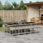 11-tlg. Garten-essgruppe Mit Kissen Hellgrau Poly Rattan Vidaxl