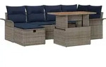 Gartensofa-set Mit Kissen Mit Speicher 7 Pcs Grau Poly-rattan Vidaxl