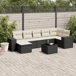 8-tlg. Garten-sofagarnitur Mit Kissen Schwarz Poly Rattan - Vidaxl