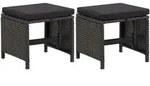 Gartenhocker Mit Kissen 2 Stk. Poly Rattan Schwarz Vidaxl