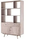Regal Akazie 115x42x185 Wei&szlig; Lackiert Mosayk 204