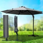 Alu Sonnenschirm Ampelschirm &Oslash;300cm Grau T&uuml;v Gepr&uuml;ft Sch&uuml;tzh&uuml;lle Uv-schutz 50+