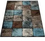 Paco Home - Designer Teppich Wohnzimmer Ausgefallene Farbkombination Karo T&uuml;rkis
