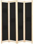 4-teiliger Raumteiler Schwarz 160 X 170 X 4 Cm Stoff Vidaxl