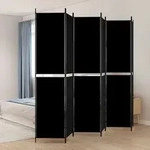 6-tlg. Paravent Schwarz 300x220 Cm Stoff Vidaxl