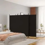 3-tlg. Paravent Schwarz 525x180 Cm Stoff Vidaxl