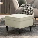 Hocker Mit Holzbeinen Creme Samt - Vidaxl